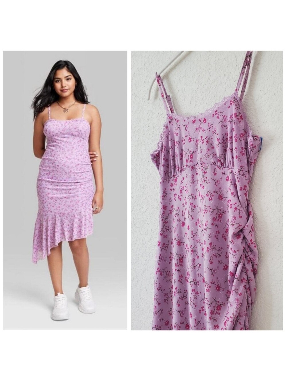 Wild Fable Lavender Purple Boho Y2K 90s Micro Floral Asymmetrical Dress XS